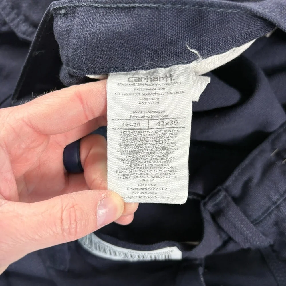 Carhartt‎ FR Cargo Pants Mens 42x30 Blue Flame Resistant Workwear Outdoor